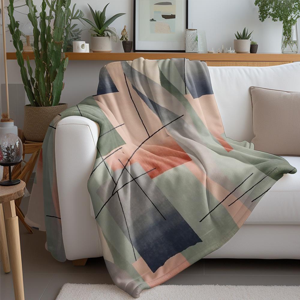 Abstract Geometric Canvas Flannel Printed Blanket Suitable for All Seasons Suitable for Living Room Office Sofa and Travel