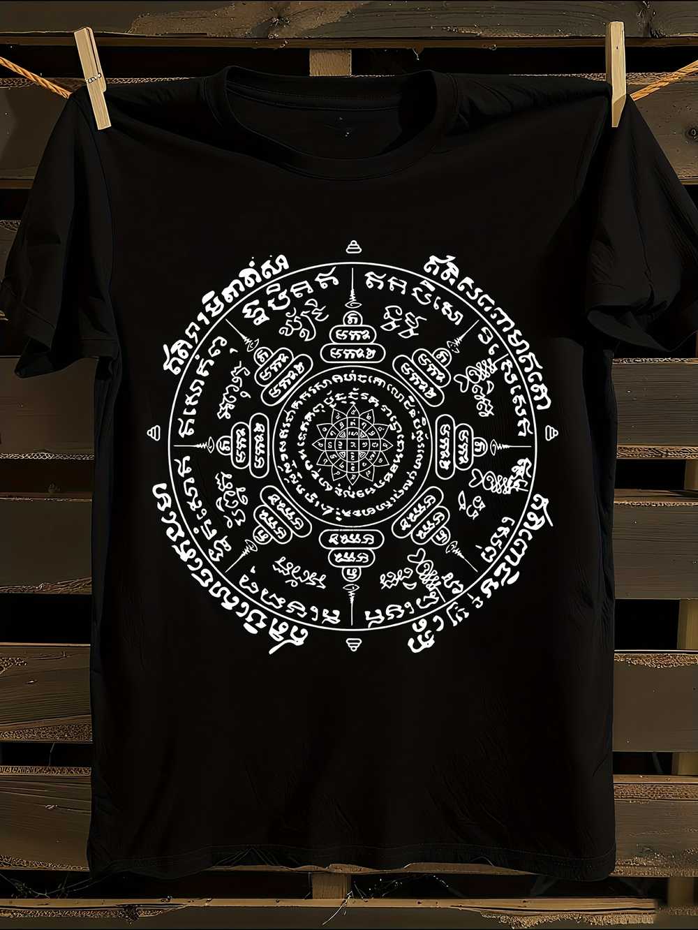 

s Сакральная тайская татуировка Янт Восьми Направлений Футболка Мужская Футболка Женские Футболки с Принтом Букв Футболка с Коротким Рукавом Повседневная Уличная Футболка Топ S