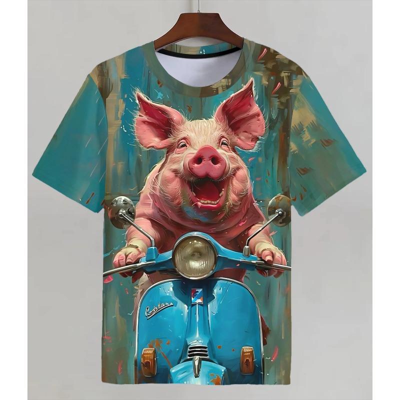 Funny Cartoon Pig 3d Print  Men's T-Shirt Casual Short Sleeve Fashion Streetwear Personality Loose Crew Neck T-Shirts