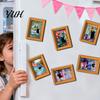 Metal Doors Decorative Magnets Oil Painting Cat Refrigerator Magnet, Wooden Frame Black Photo Theme Retro Rectangle Magnetic Decoration Fridge