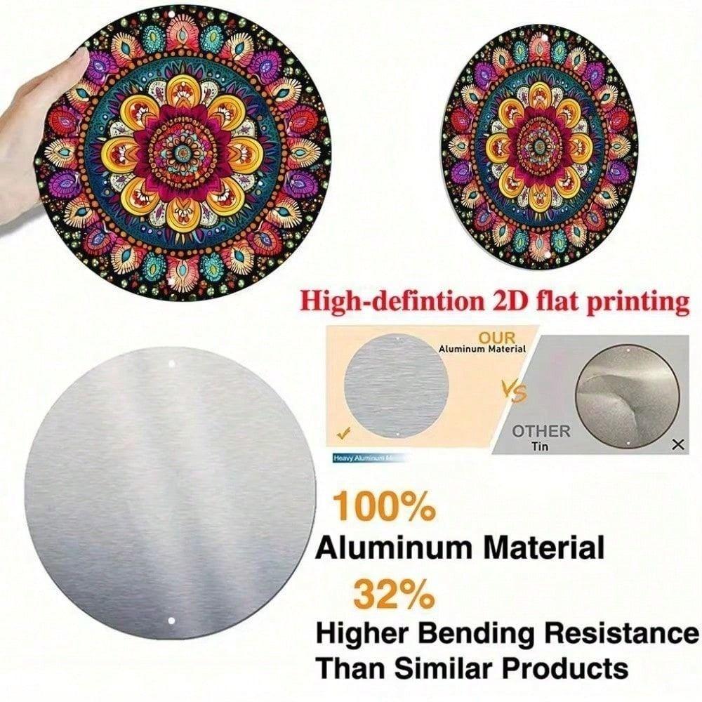 Metal Wall Art Poster Mandala Retro Flowers for Living Room Decor