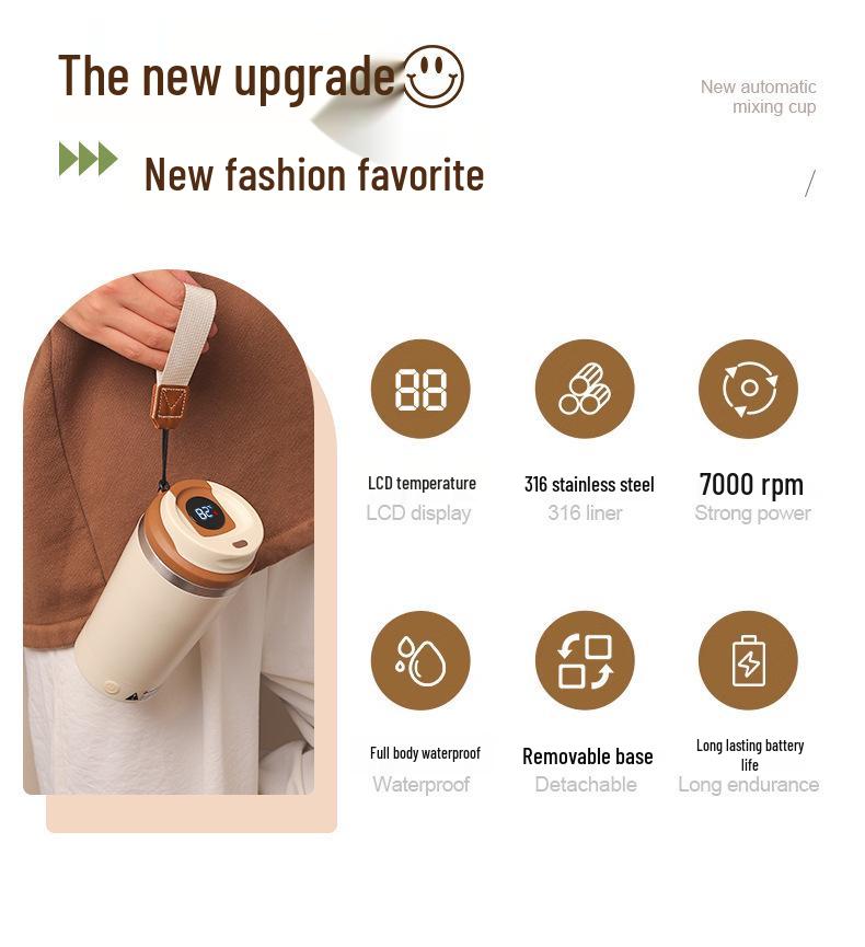 316 Automatic Magnetic Stirring Coffee and Milk Mixer Cup with Detachable Digital Display