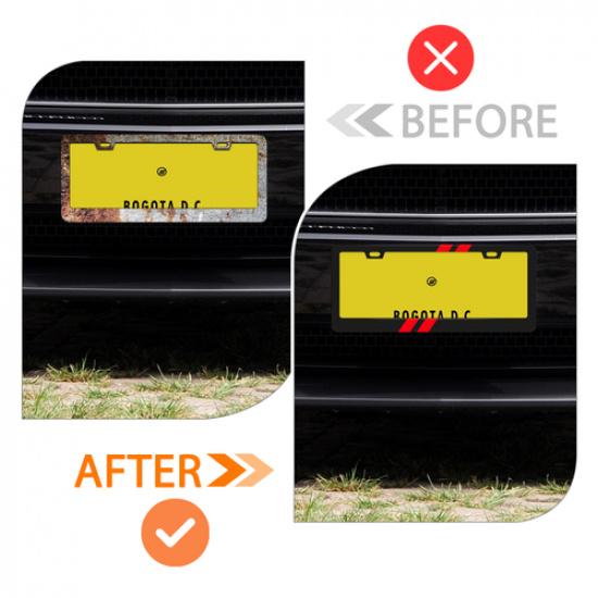 Black FOR Dodge Word Premium Carbon Stainless Steel License Plate Frame