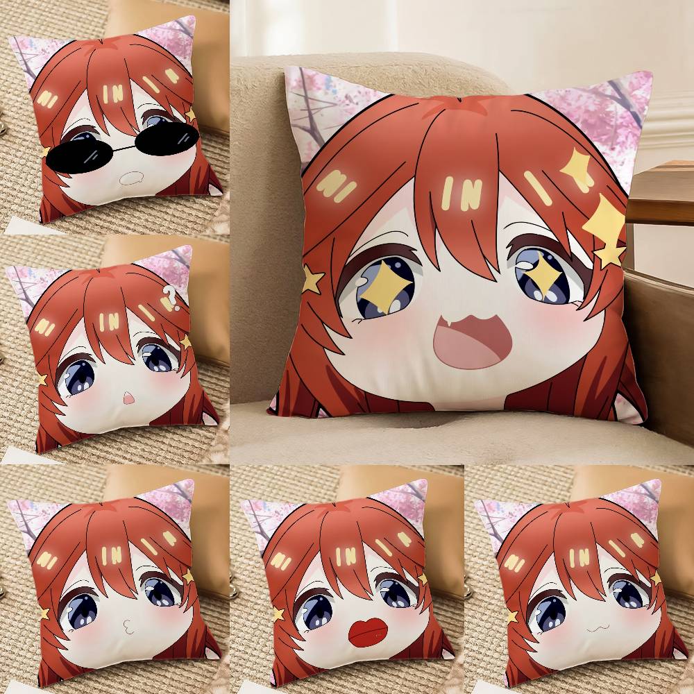 Cute N-Nakano Itsuki Pillow Case Anti-dustmite Pillowcase Invisible zipper silky Sofa cushion cover