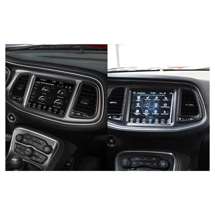 For Dodge Challenge 2015-2024 Accessories Carbon Fiber Interior Central Control Instrument Middle Tuyere Decoration Sticker 5D