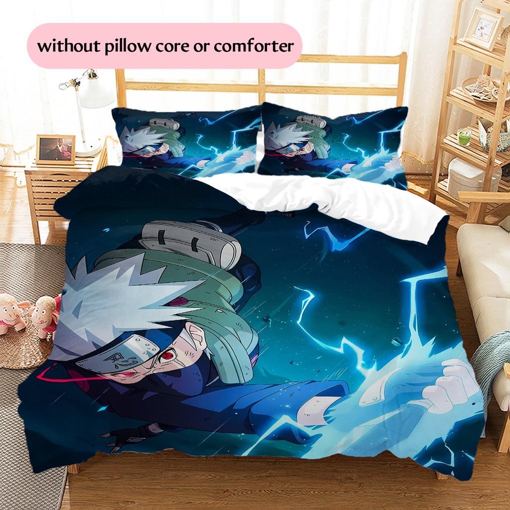 Hatake Kakashi Anime Pattern Bedding Home Decoration Birthday Gift (1 * duvet cover + 2 * pillowcase, without core)