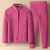 Coral Velvet Quilted Home Wear Set: Warm Fleece Pajamas for Middle-Aged and Elderly Men & Women