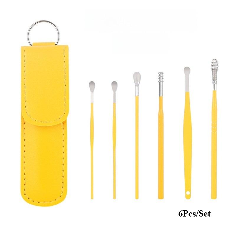 Durable And Safe 6Pcs Ear Cleaner Ear Wax Remover Cleaning Kit Pick Earwax Curette Spoon Care Removal Tool For Baby Adults Ear Care Set