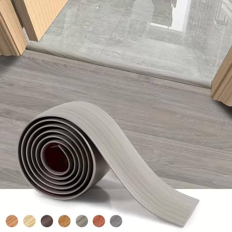 Self-Adhesive PVC Floor Transition Strip, Elegant Wood Grain Plastic Floor Divider, Flooring Cover Strip for Secure Seam Sealing