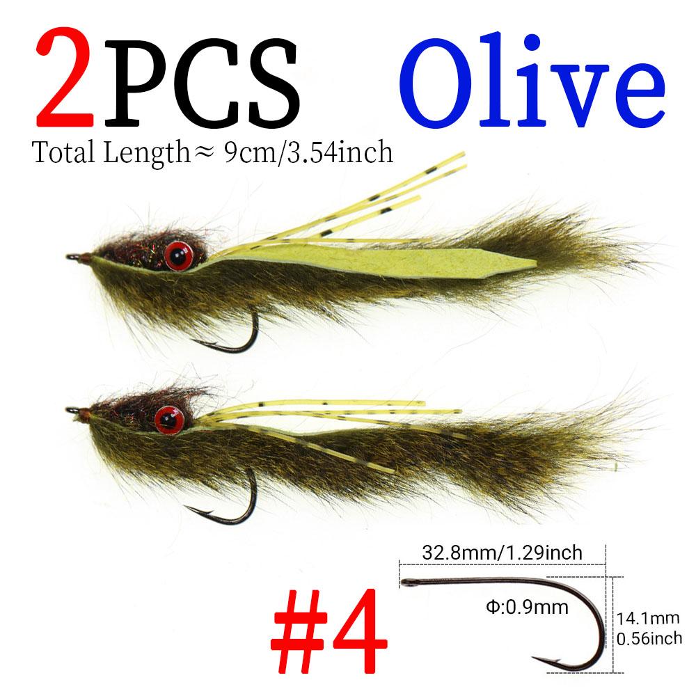 2pcs Fishing Streamer Fly for Trout Bass - Bottom Search Loach Lure with Dumbbell Eyes, Squirrel Tail,for Freshwater Saltwater