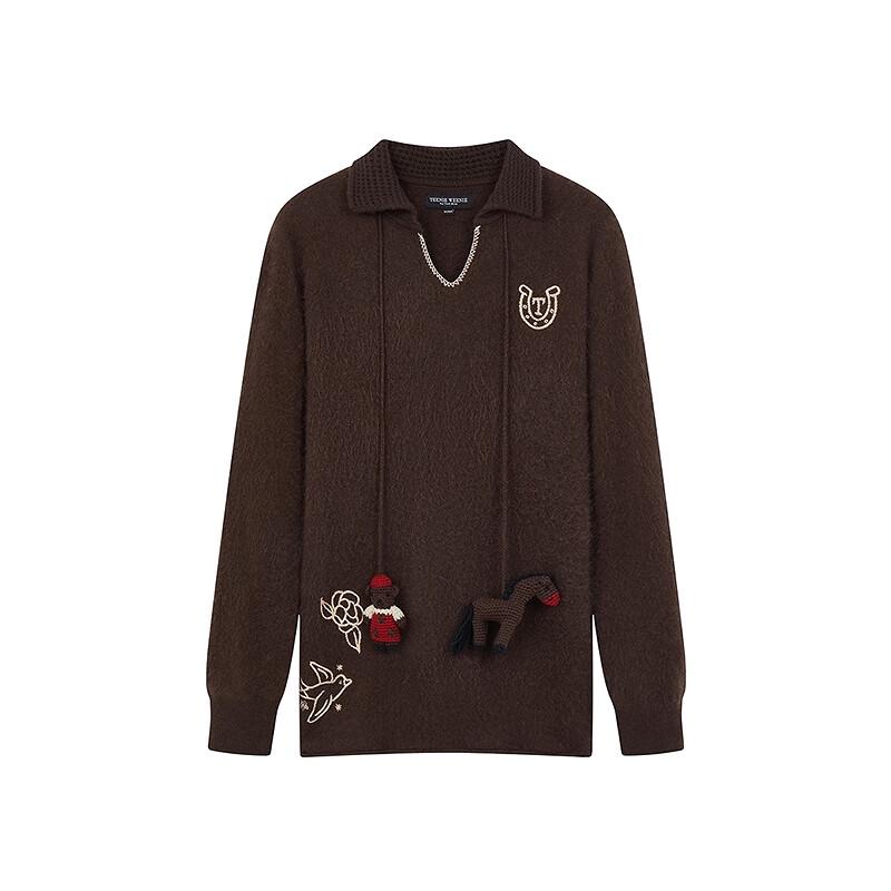 Teenie Weenie Women's Cartoon Bear Polo Knit Sweater