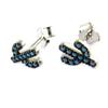 Les Trésors De Lily [N7130] - Silver Earrings 'Cactus' Turquoise Black (rhodium-plated) - 7x7 Mm