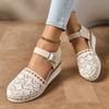 Mode Hohle Atmungsaktive Damen Keilsandalen Sommer 2025 Schnallenriemen Plateau Espadrille Schuhe Frau Leichte Sandalen mit geschlossener Zehenpartie