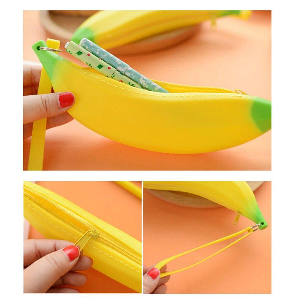Organizer Hot Sale Silicone Portable Kawaii Coin Pencil Case Purse Bag Banana Pouch