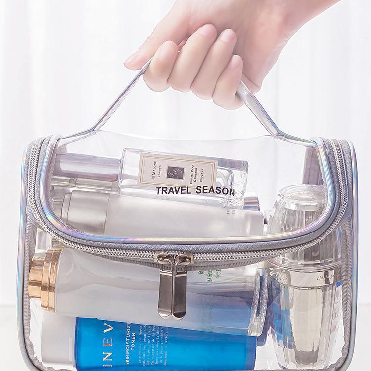 Trousse de toilette et de maquillage étanche en toile PVC grande capacité pour le voyage