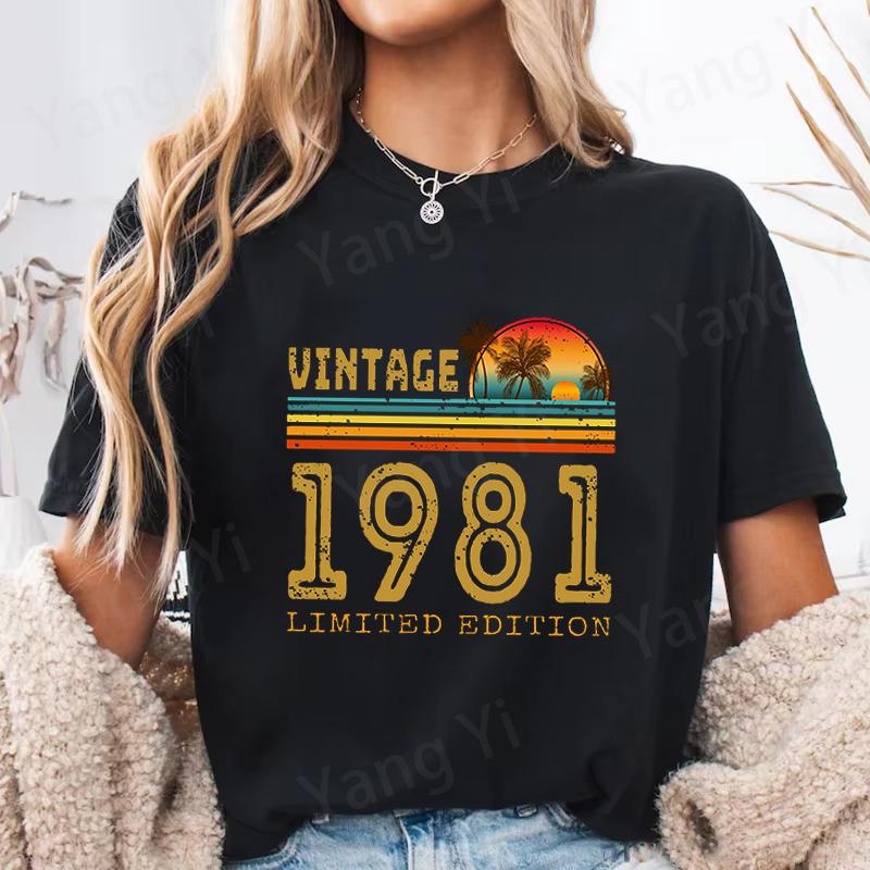 Funny 1981 Vintage Themed LIMITED EDITION Print T-shirts For Women Men Summer Round Neck Loose