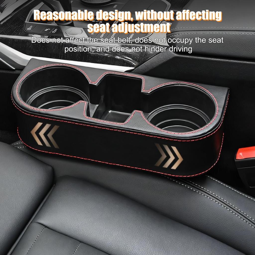Car Seat Gap Filler Organizer with Cup Holder, Leather Multifunctional Vehicle Front Seat Crevice Storage Box Bag, Automotive Console Side Bucket
