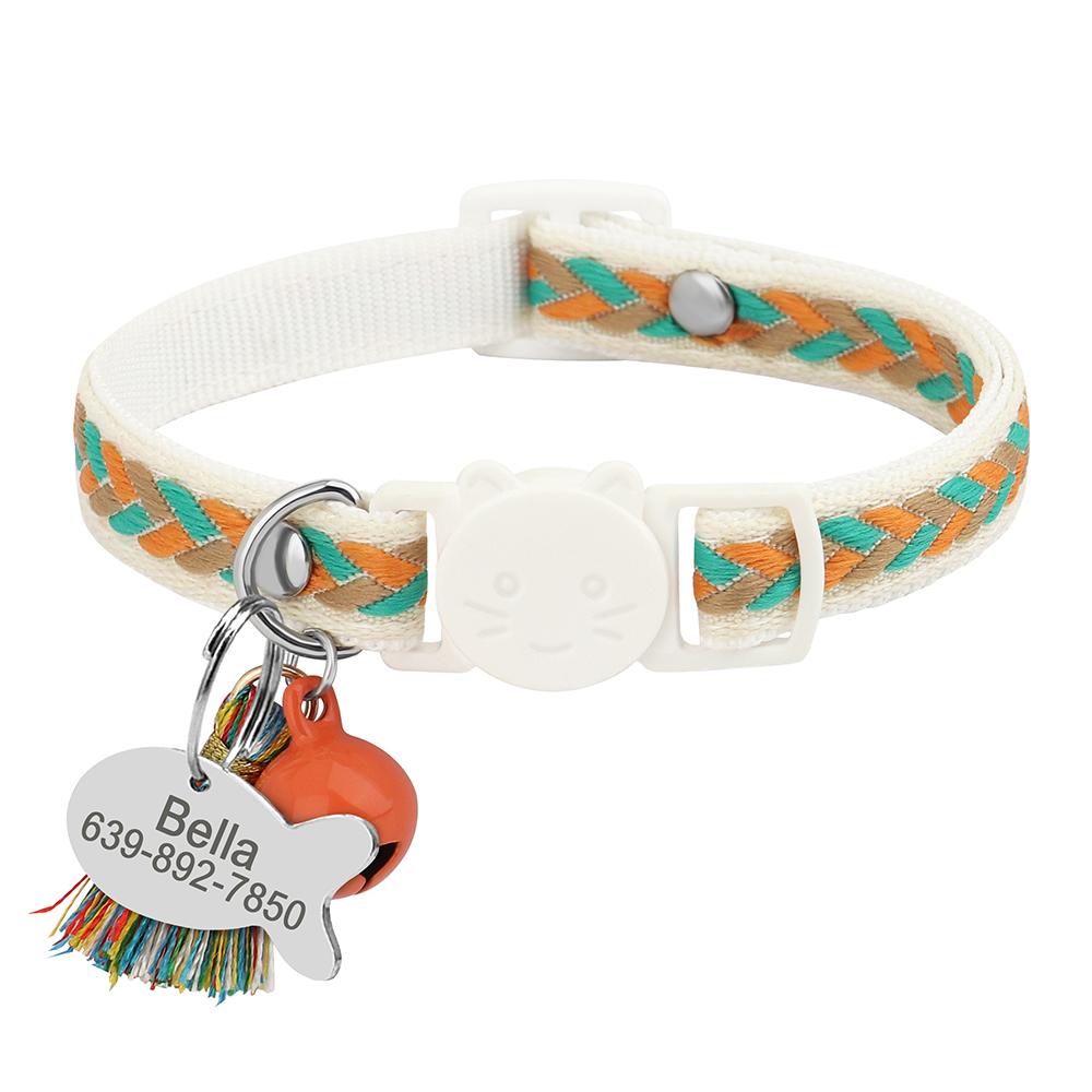 11 Colors Quick Release Cat Collar Personalized Safety Cat Collars Necklace Free Engraved ID Tag Nameplate With Cute Bell Gift