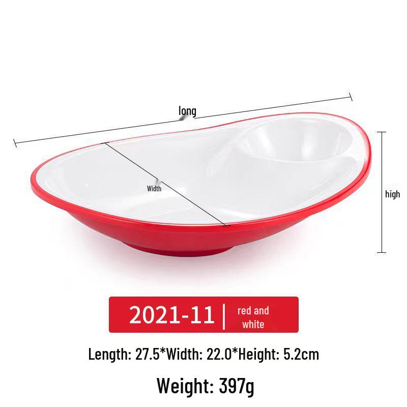 Melamine Divided Plate with Vinegar Dish for Dumplings, Shrimp, Cold Dishes, Snacks.