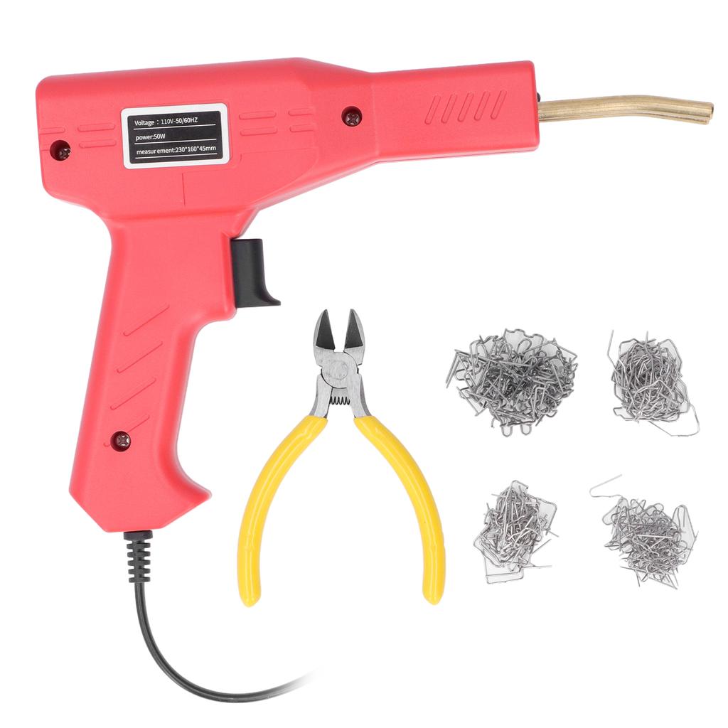 50W Car Bumper Repair Welder Kit Plastic Welding Machine with Plier Staples Red for Cars Motorcycles