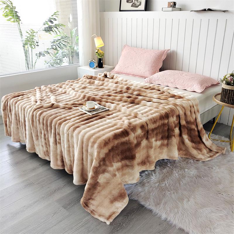 Cross-Border Ink Painting Double-Sided Flannel Blanket Shawl