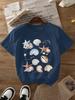 Summer Playful Women's Casual Short Sleeve T-Shirt Shell Print Ocean Style Trendy Tops Hawaii Vacation Outdoor Fit Woman Clothes