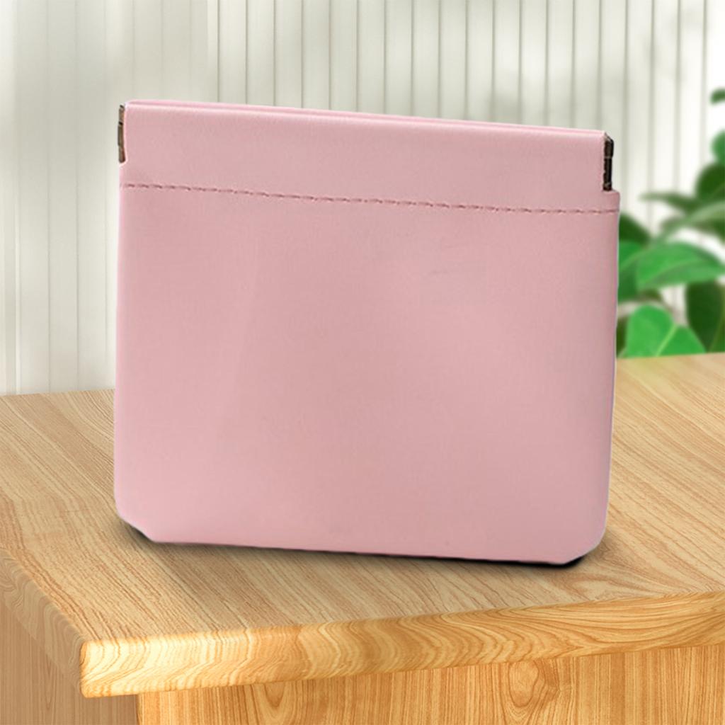 4Pcs PU Leather Automatic Closure Pouch Solid Color Mini Pocket Cosmetic Bag Portable Makeup Clutch for Jewelry Lipstick