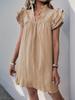 Summer Style Loose Straight Dress - Casual Vacation Stand Collar Solid Color European and American Fashion