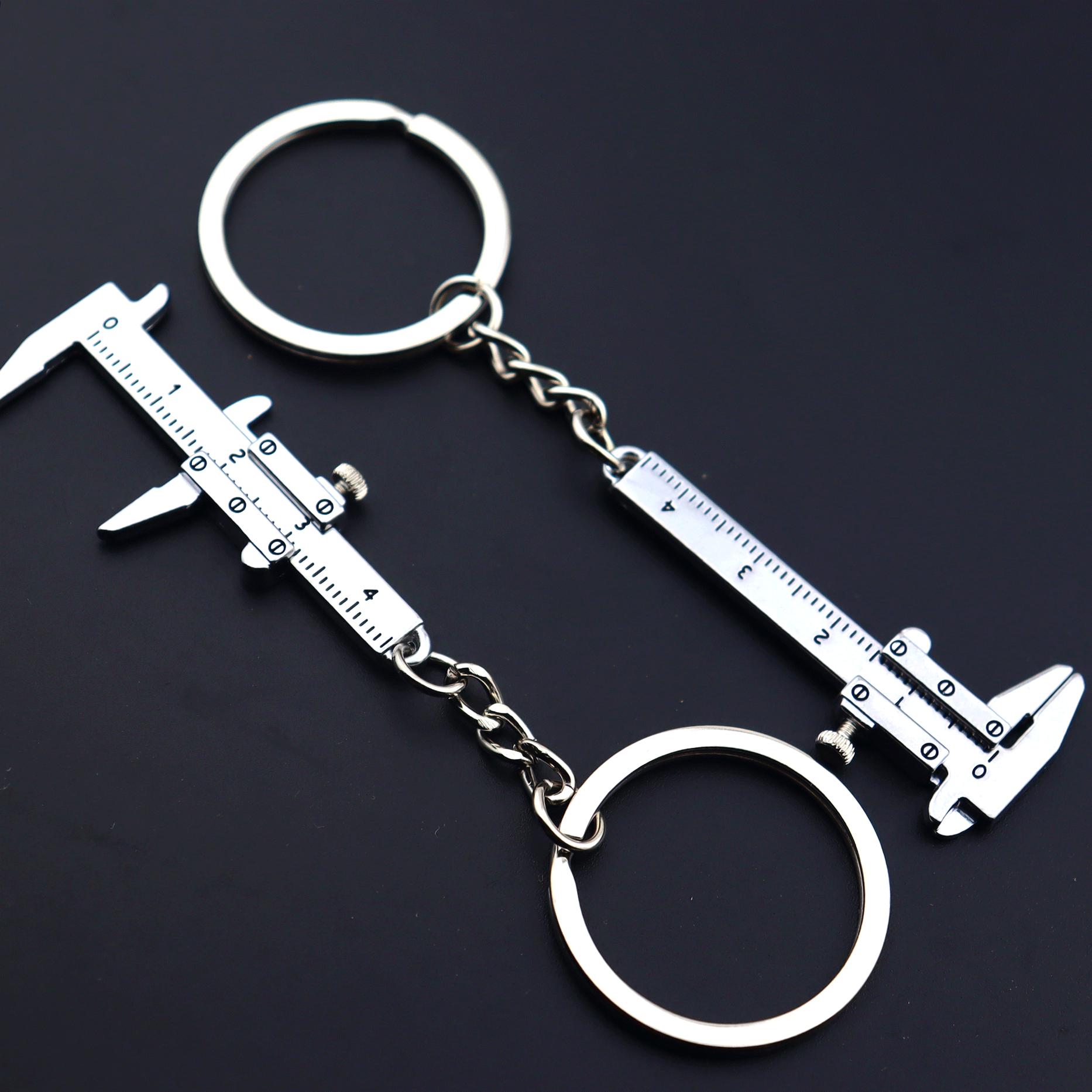 Zinc Alloy Vernier Caliper Keychain - Mini Tool Pendant, Portable Small Gift