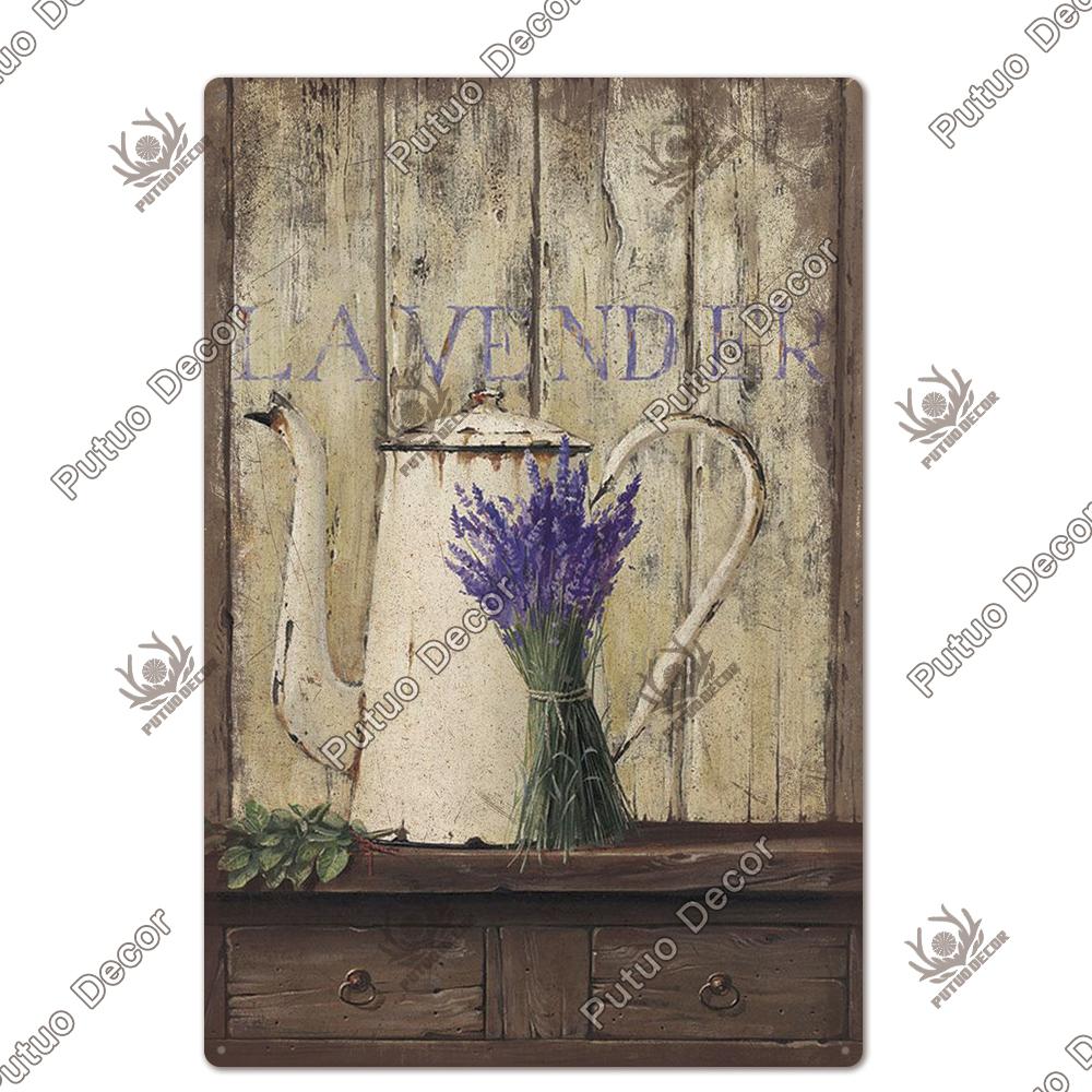 Decor Flower Plaque Metal Vintage Tin Sign Wall Decoration Posters for Home Garden Kitchen Living Room Iron Painting