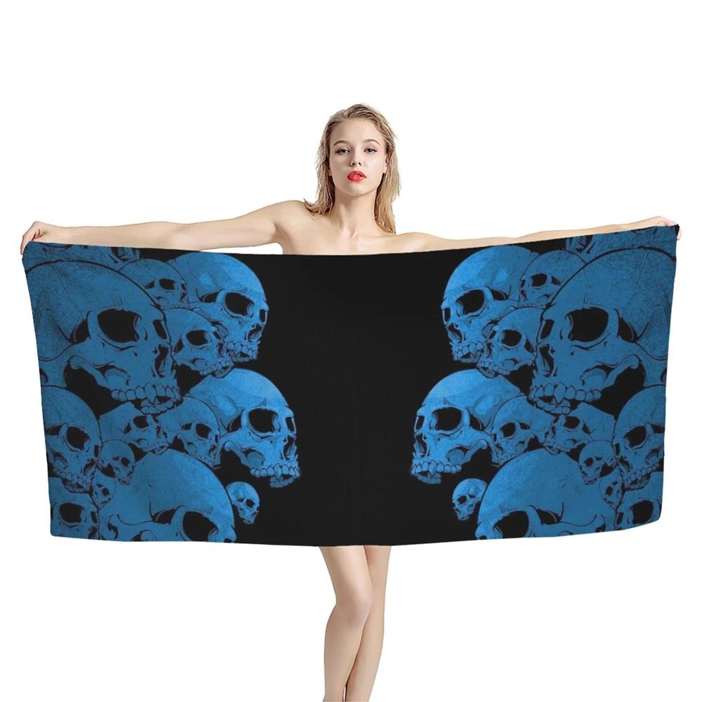 Gotisches Totenkopfmuster Druck Strandtuch Mikrofaser Abdeckung Sonnenschutzdecke Heimdekoration Yoga Fitnessstudio Schnelltrocknend Schwimmponcho Handtuch
