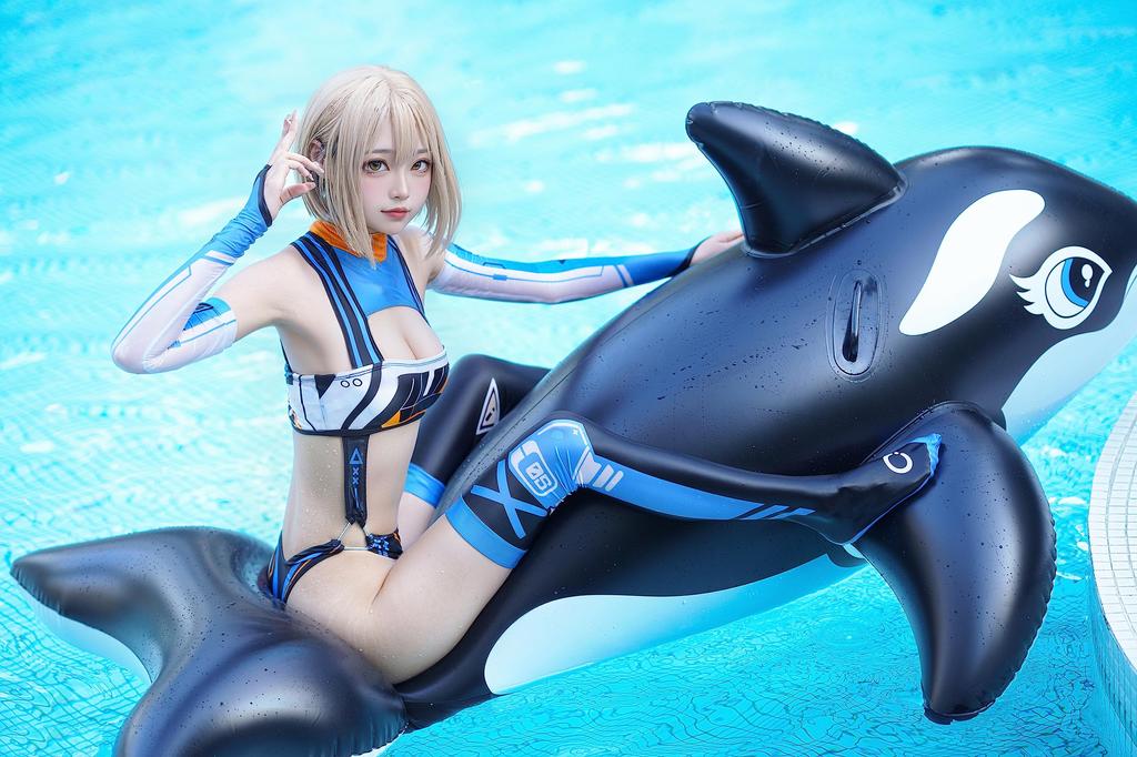 Sexy lesklé plavky s vysokými nohavičkami ke kolenům vysoké punčochy Rukavice Jednoduché RQ Race Queen Kostým Cosplay Dospělé plavky Cosplay Kostým Převlek [LOST-G] Dámské (M,