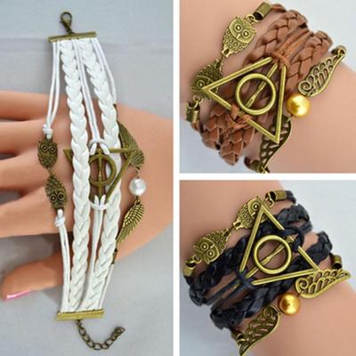 1 STÜCK Tod Retro Lederkordel Armband Goldene Flügel Fliegender Dieb Dreiecksarmband