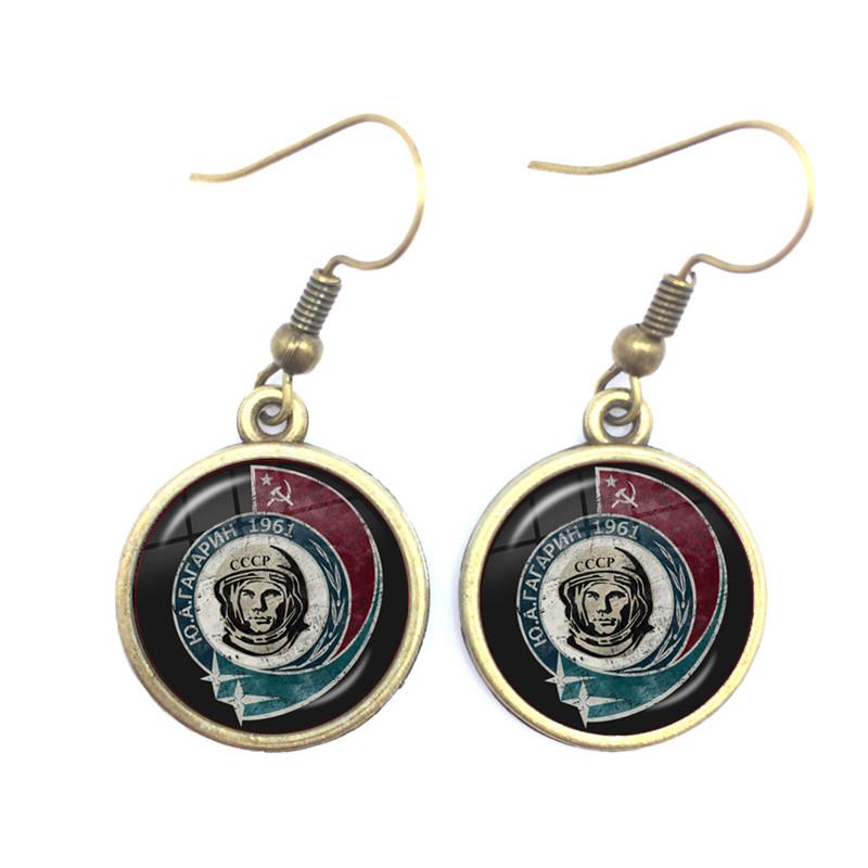 Soviet USSR Stalin Lenin Drop Earrings Classic Red Star Hammer Sickle Communism Emblem CCCP Glass Cabochon Ear Jewelry For Women