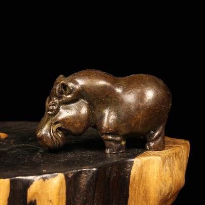 Estatua de Hipopótamo Púrpura Vintage Artesanía de Cobre Adorno de Caballo de Río Feng Shui Accesorios de Decoración para el Hogar Decoración de Escritorio Regalo