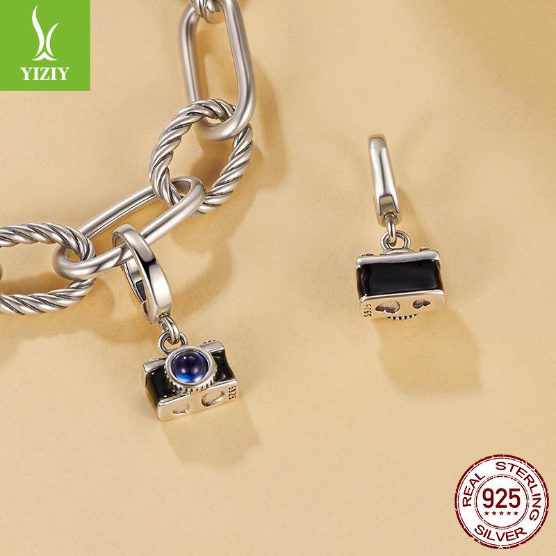 Button Head Can Be Opened And Closed - Camera Pendant Beaded Diy Bracelet Accessories S925 Sterling Silver Jewelry Accessories