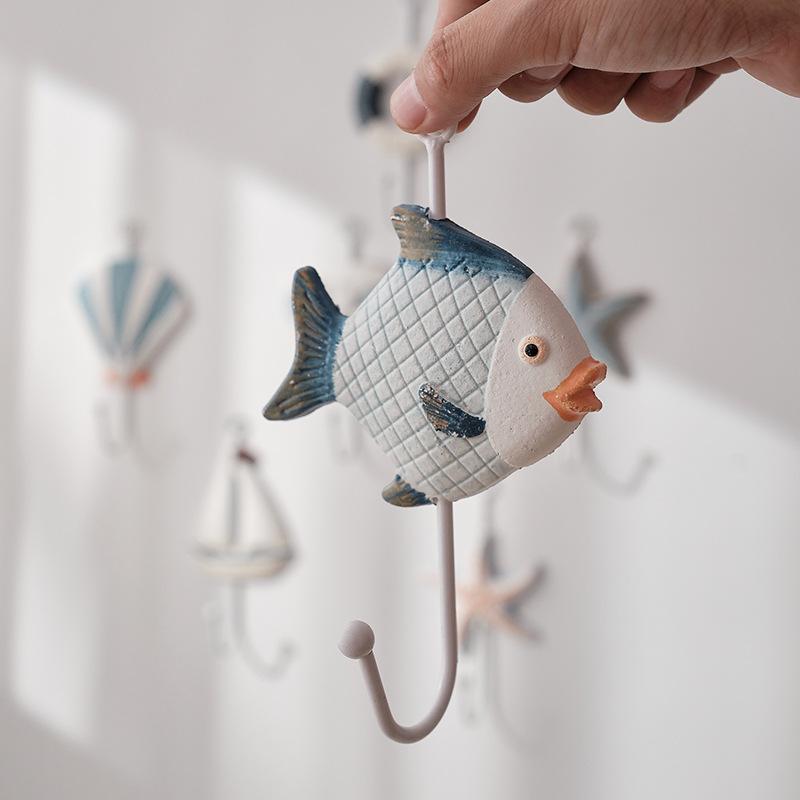 Starfish Cast Iron Wall Hooks Antique Blue Nautical Sea Life Decorative Wall Hook Ideal Beach Home Room Decor Hat Clothes Hanger