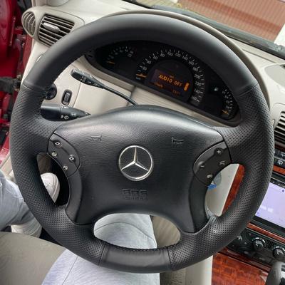 Costura Manual Antiderrapante Couro Artificial Trançado Capa para Volante de Carro Para Mercedes Benz Classe C W203 2001-2007 Acessórios Automotivos