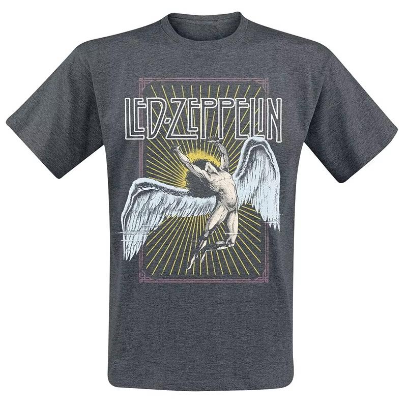 Band Photo Led Zeppelin Band TShirt Cotton Graphic Tee Men Women Summer Streetwear