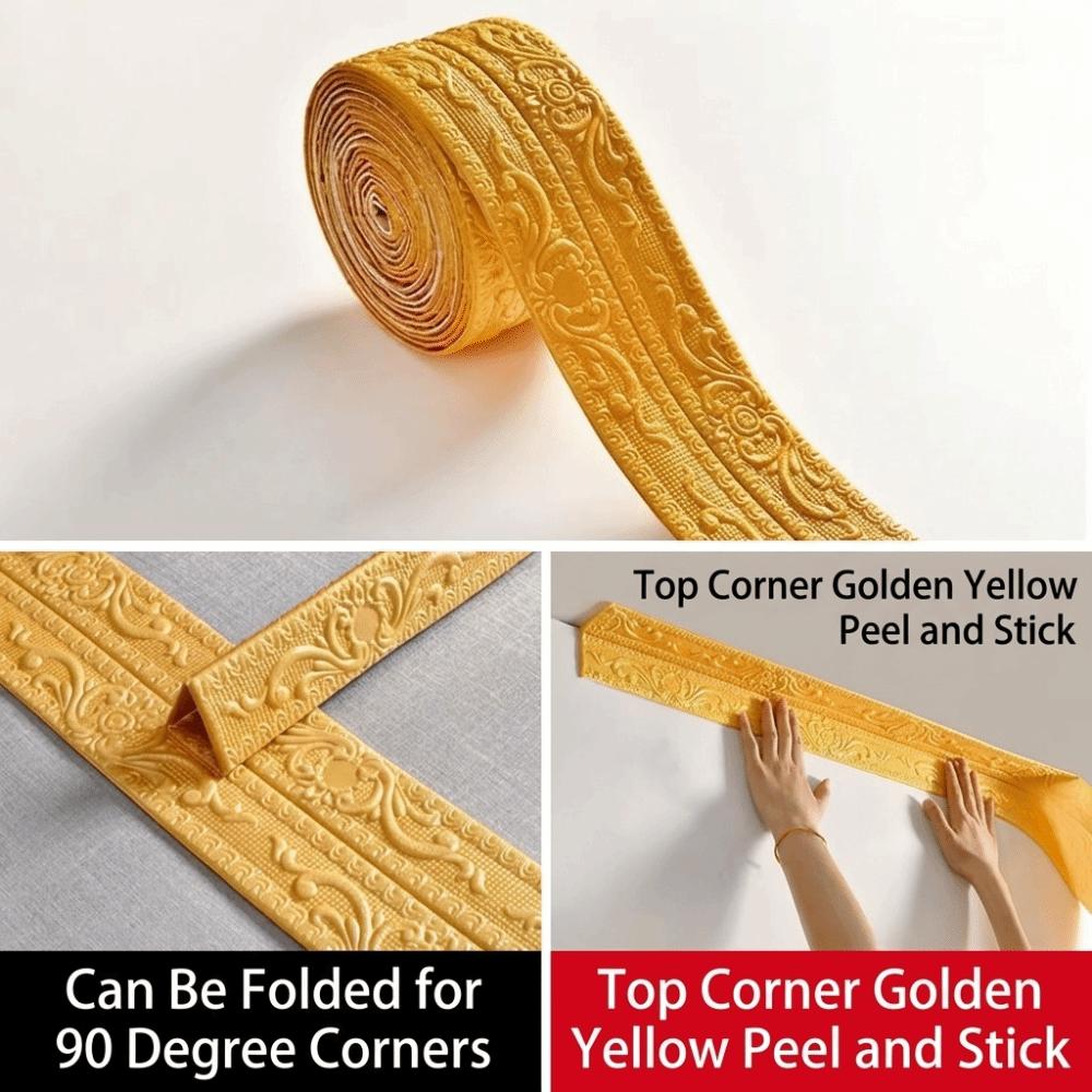 1 Roll Waterproof Ceiling Decoration Strip Self-Adhesive 3D Wall Sticker Antifouling Easy Installation Skirting Wall Stickers