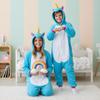 Onesie Kigurumi Pajamas Costume Blue Unicorn Children 135 - 145Cm