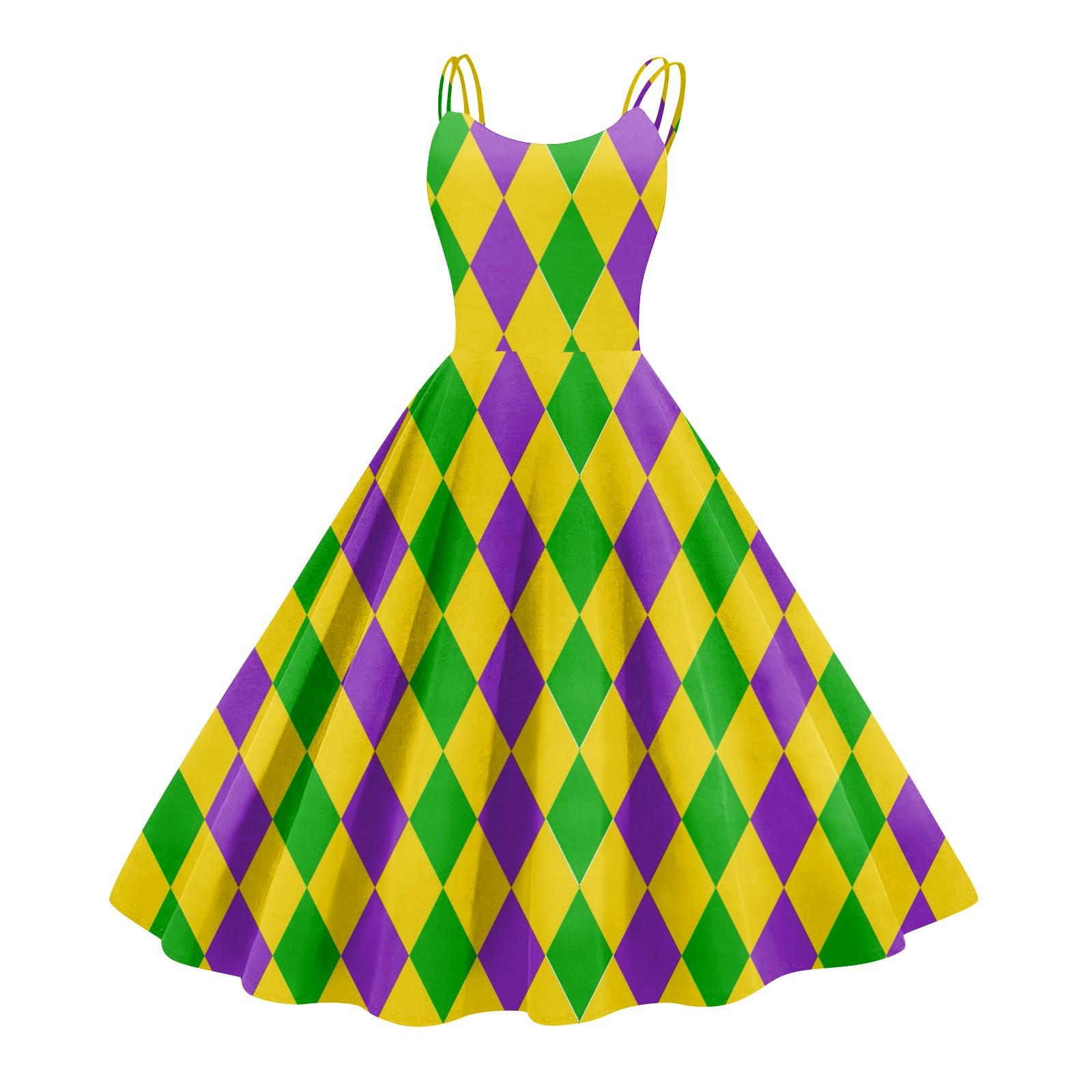 

Женское платье, карнавальный принт, сексуальные подтяжки, большой дисплей, ретро-платье XL жёлтый