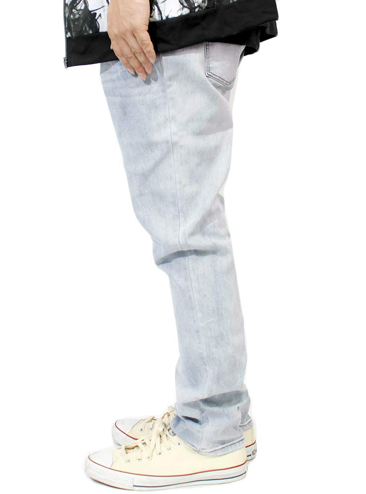 One Colors Men's Skinny Pants, Plus Size, Denim, Stretch, Slim Fit, Denim Jeans, Size 5L, Bleached