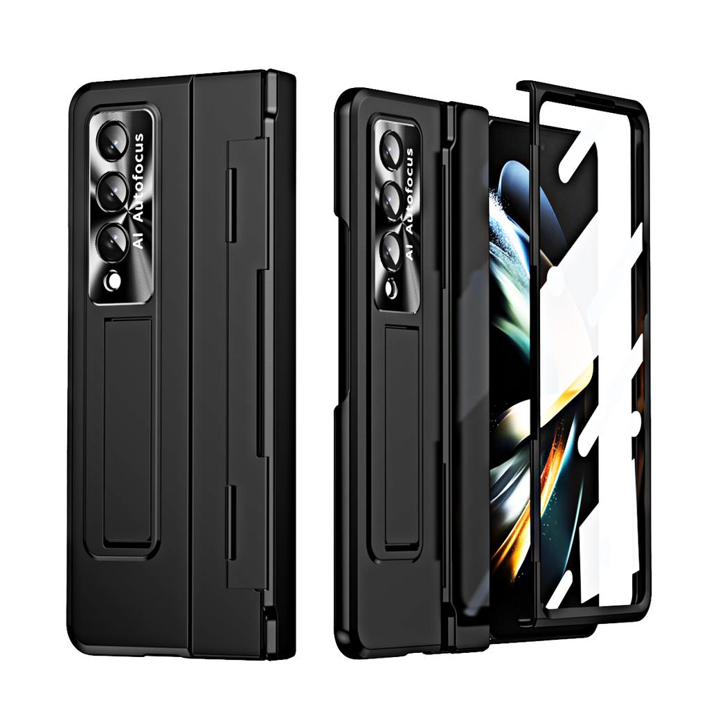 Fold 4 Plating Flache Scharnierabdeckung Für Samsung Galaxy Z Fold 4 Fold 3 5g Fall Stehen Schützen Fundas Capa Mit Frontscheibe Glas
