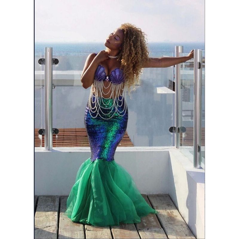 

Mermaid Party Half Body Fishtail Skirt Mermaid Party Half Body Mermaid Dress Green XXL