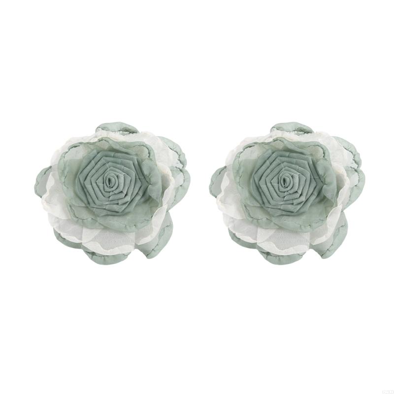62KD 2 Piece Artificial Flower Curtain Tiebacks Metal Spring Clips for Window Drapes Drapery Holdbacks Clamps Room Decoration