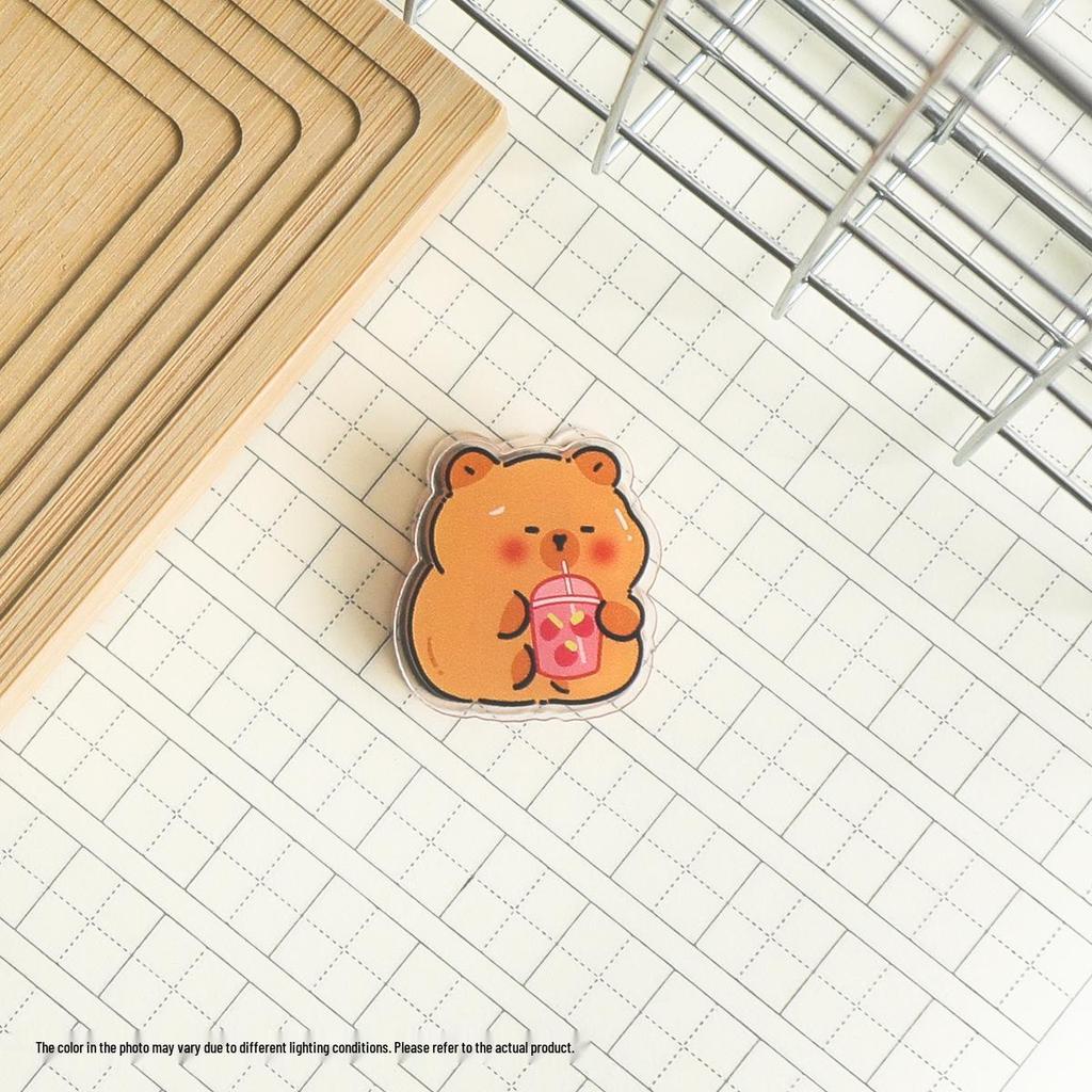 Capybara Acrylic Double-Sided Multifunctional Clip Folder with Sticky Note Holder