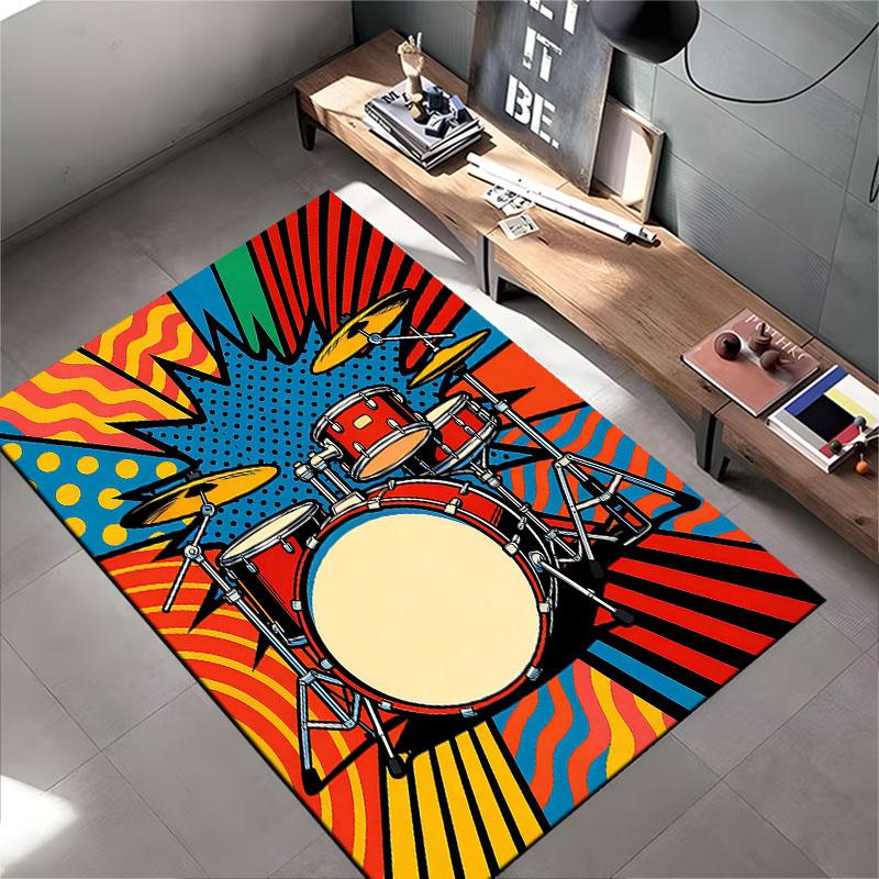 Pop Art Drum Set Pattern Carpet suitable as a non-slip mat for the living room or bedroom sofa