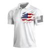 Men’s Casual Polo Shirt Short Sleeve with Flag Print Turn Down Collar Classic Fit for Everyday Wear Outdoor Activities