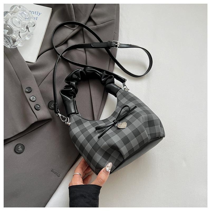 

Plaid handbag women s new trendy high-end shoulder messenger bag soft leather pleated cloud bag